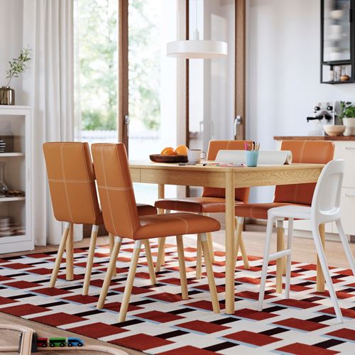 IKEA - TONSTAD, yemek masası takımı, meşe kaplama-Bomstad altın kahverengi/meşe görünümlü, 4 sandalyeli