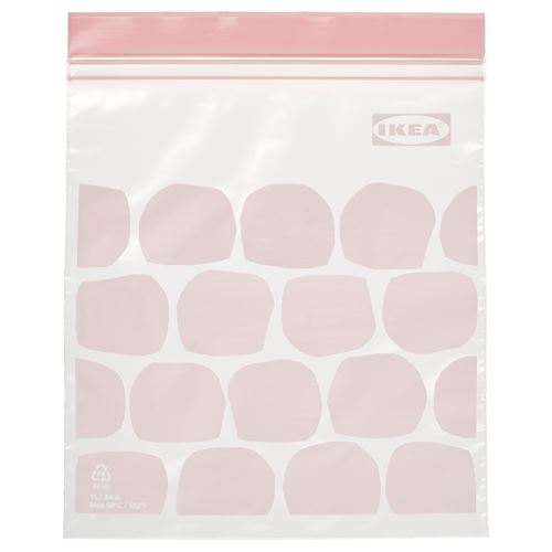 IKEA - ISTAD, kilitlenebilir buzdolabı poşeti, açık pembe, 1 lt