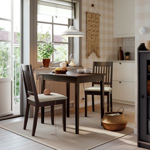 IKEA - NASINGE, mutfak masası takımı, koyu kahve kayın kaplama-Klinda açık bej, 2 sandalyeli