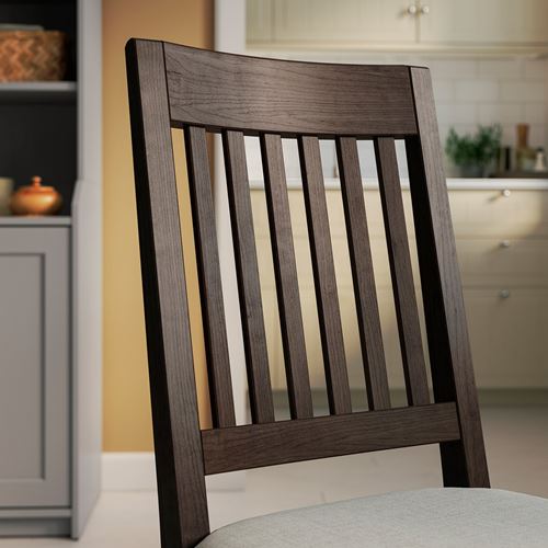 IKEA - NASINGE, mutfak masası takımı, koyu kahve kayın kaplama-Klinda açık bej, 2 sandalyeli