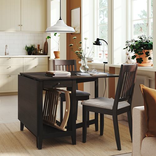 IKEA - NASINGE, katlanır mutfak masası, koyu kahve boyalı-kayın kaplama, 2-4 kişilik