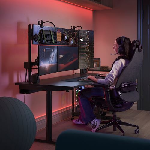 IKEA - MALOMRADE, gaming desk, black/green, 180x80 cm