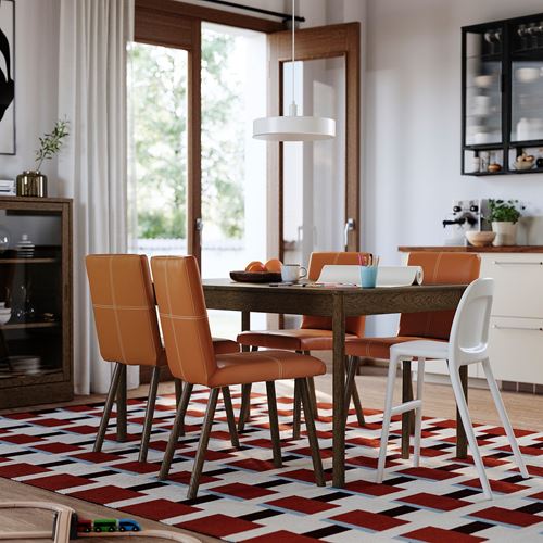 IKEA - TONSTAD, yemek masası takımı, kahverengi/meşe kaplama-Bomstad altın kahverengi, 4 sandalyeli