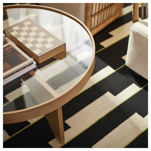 IKEA - STOCKHOLM 2025, handwoven rug, black-white-light green handwoven, 170x240 cm