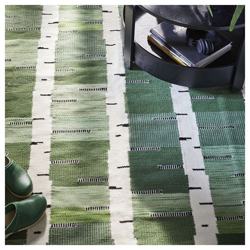 IKEA - STOCKHOLM 2025, handwoven rug, green-white-black handwoven, 170x240 cm