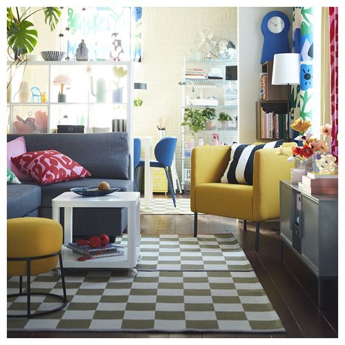 IKEA - KLASSRUM, büyük halı, beyaz-yeşil, 133x195 cm