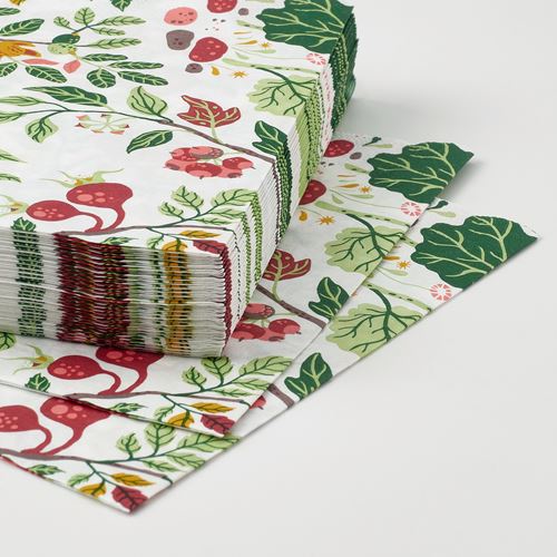 IKEA - HAVSBRAXEN, desenli peçete, desenli-çok renkli, 33x33 cm