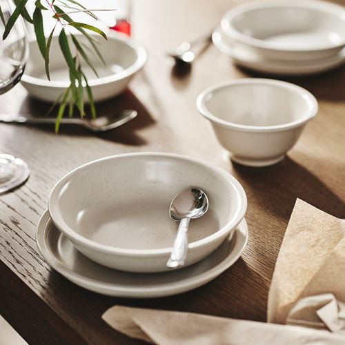 IKEA - DAGGASTER, çukur tabak, noktalı-açık bej, 19 cm