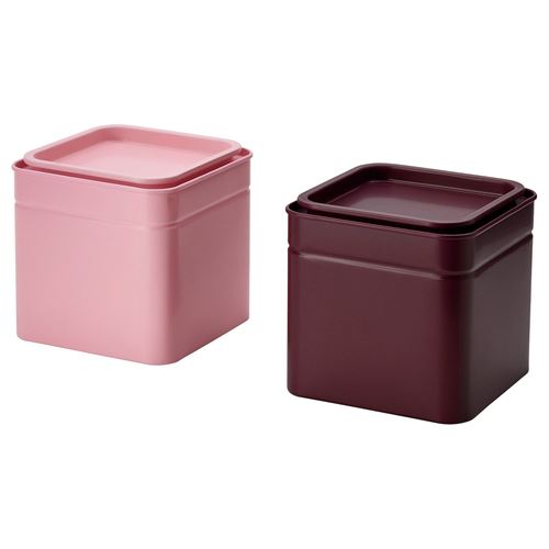 IKEA - BLOMNING, food storage box, brown red-pink, 10x10x10 cm