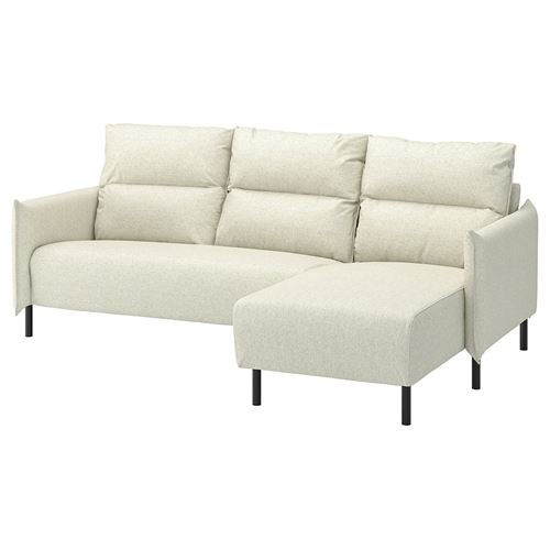 IKEA - MANNARP, 3-seat sofa with chaise longue, Gunnared beige