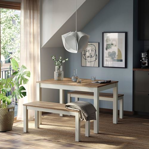 IKEA - ALHULT, bench, beige-brown, 103x36 cm