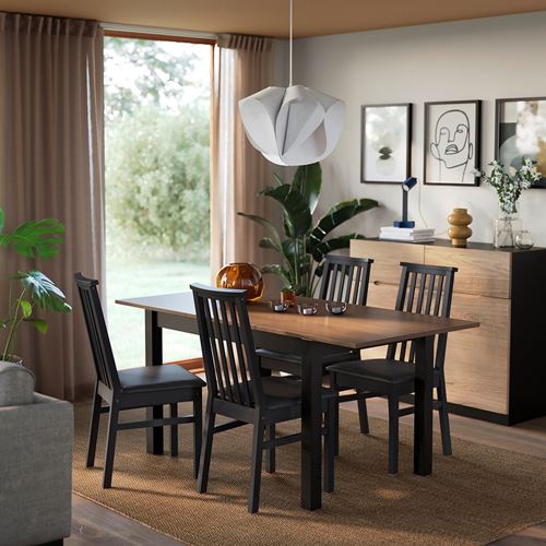 IKEA - ALHULT, extendable dining table, black-brown, seats 4-6