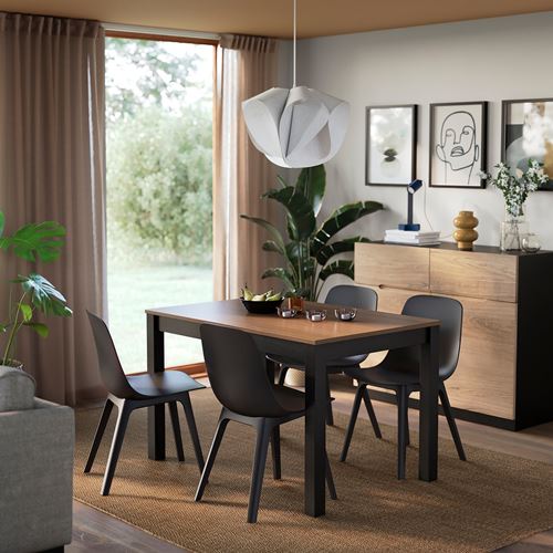 IKEA - ALHULT/ODGER, mutfak masası takımı, siyah/kahverengi-antrasit, 4 sandalyeli