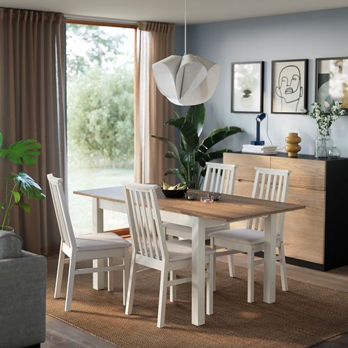 IKEA - ALHULT, extendable dining table, beige-brown, seats 4-6