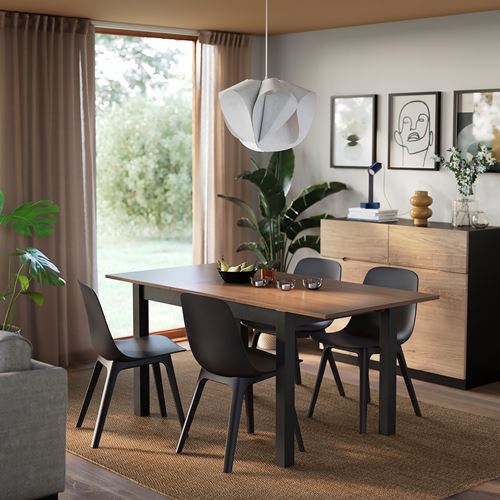 IKEA - ALHULT/ODGER, mutfak masası takımı, siyah/kahverengi-antrasit, 4 sandalyeli