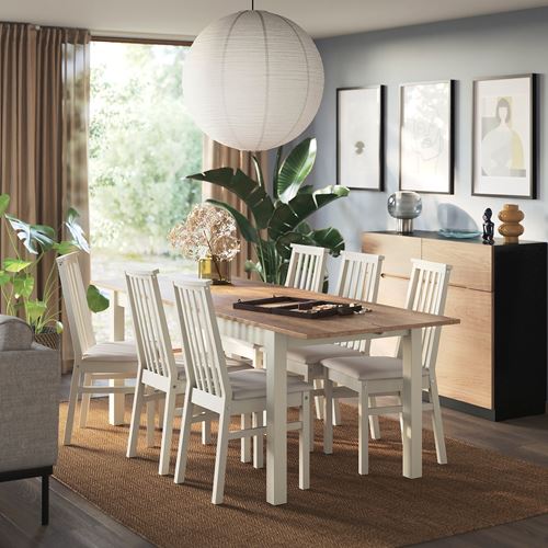 IKEA - ALHULT, extendable dining table, beige-brown, seats 6-8