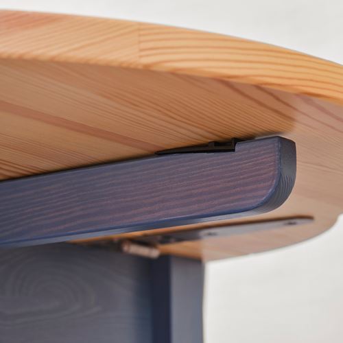 IKEA - OMMJANGE, folding kitchen table, pine-stained blue, seats 2-4