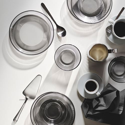 IKEA - HAVSGADDA, tatlı tabağı, şerit deseni-gri, 21 cm