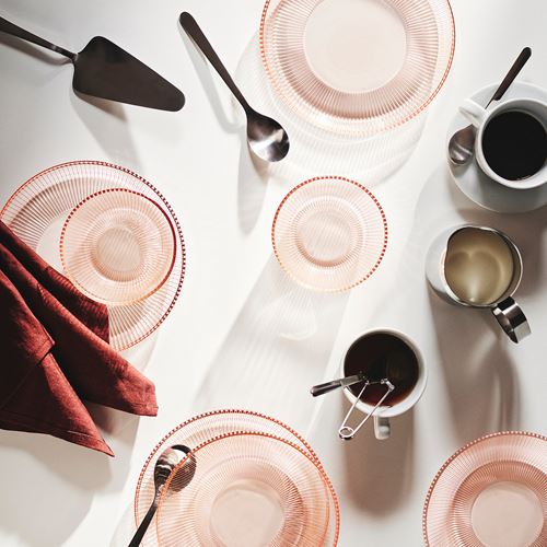 IKEA - HAVSGADDA, tatlı tabağı, şerit deseni-pembe, 21 cm