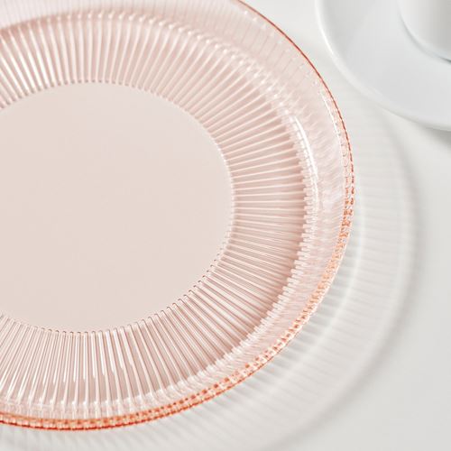 IKEA - HAVSGADDA, tatlı tabağı, şerit deseni-pembe, 21 cm