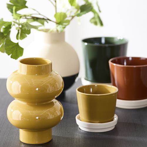 IKEA - KLOTLÖNN, toprak saksı, yeşil-bej, 15 cm
