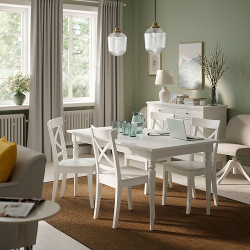 IKEA - ROSENTORP, açılır yemek masası, beyaz, 4-6 kişilik