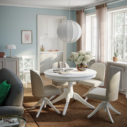 IKEA - ROSENTORP, yuvarlak yemek masası, beyaz, 4-6 kişilik
