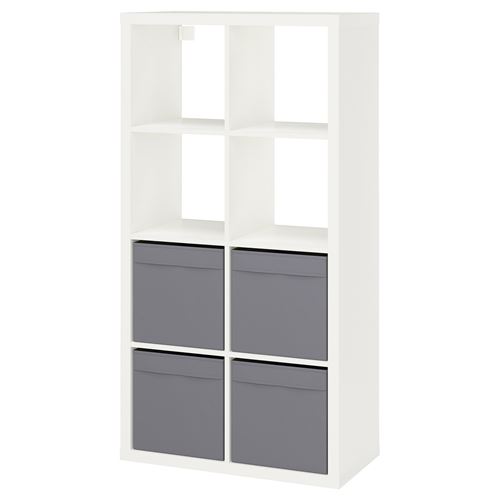 IKEA - KALLAX, açık raf ünitesi, beyaz-koyu gri, 77x39x147 cm