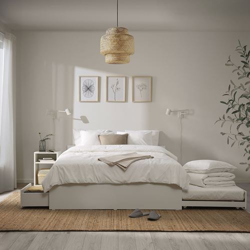 IKEA - VIHALS/LURÖY, çift kişilik karyola, beyaz, 160x200 cm