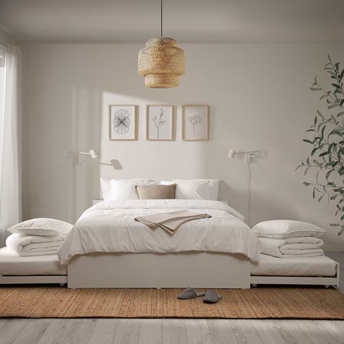 IKEA - VIHALS/LURÖY, çift kişilik karyola, beyaz, 160x200 cm