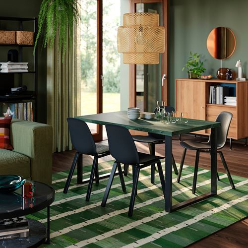 IKEA - SKALSTA, mutfak masası, koyu gri/yeşil mermer görünüm-siyah/gri, 140x80 cm