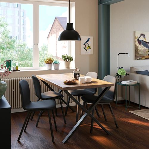 IKEA - SKALSTA, mutfak masası, ceviz görünüm-siyah/gri, 140x80 cm