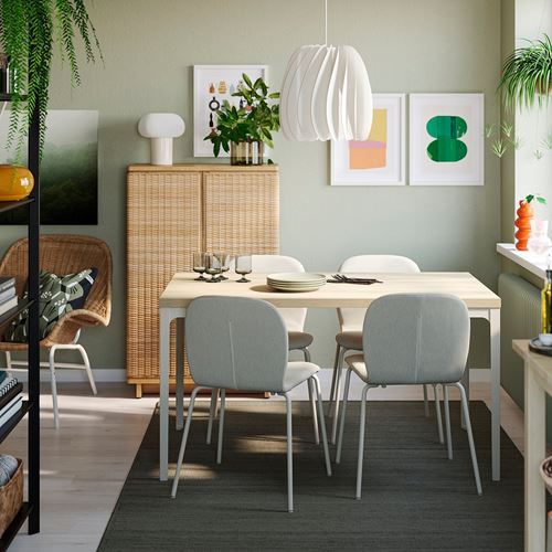 IKEA - SKALSTA, mutfak masası takımı, meşe görünümlü/açık gri/bej-Knaback bej, 4 sandalyeli