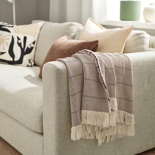 IKEA - LAPPKATTFOT, throw, brown/black, 130x170 cm