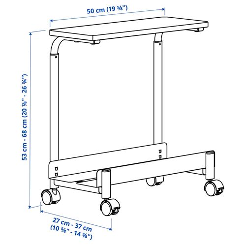 IKEA - LANESPELARE, tekerlekli bilgisayar kasa taşıyıcı, siyah, 50x27 cm