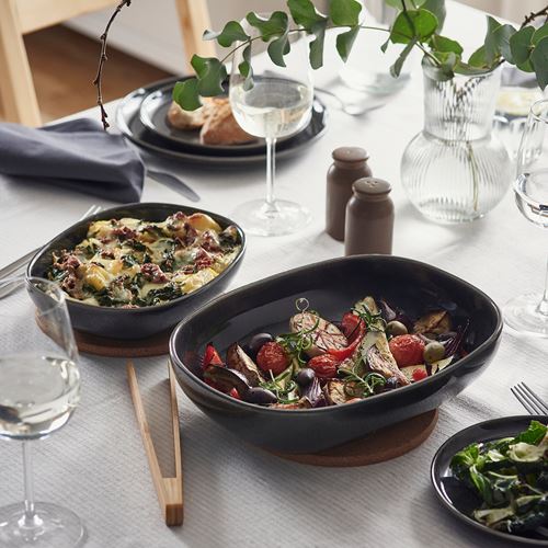IKEA - GLADELIG, fırın-servis kabı, koyu gri