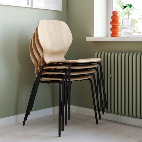 IKEA - SKALSTA, sandalye, meşe kaplama-siyah/gri