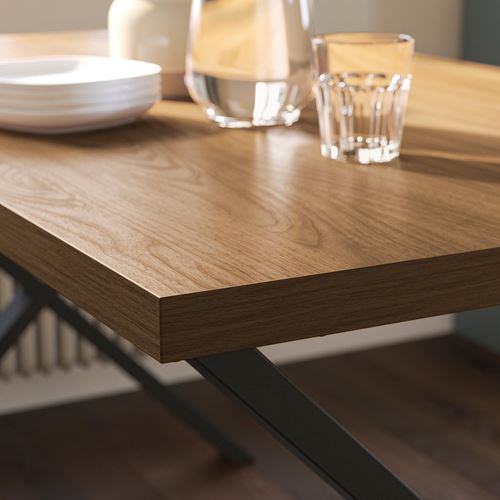 IKEA - SKALSTA, mutfak masası, ceviz görünüm-siyah/gri, 140x80 cm