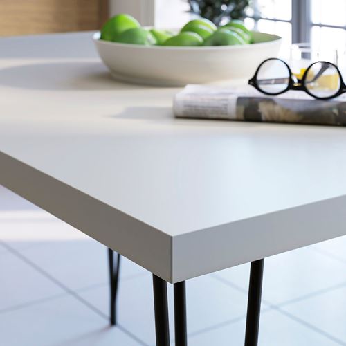 IKEA - SKALSTA, mutfak masası takımı, açık gri/bej-siyah/gri, 4 sandalyeli