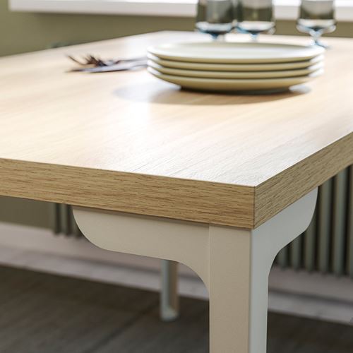 IKEA - SKALSTA, mutfak masası takımı, meşe görünümlü/açık gri/bej-Knaback koyu gri, 4 sandalyeli