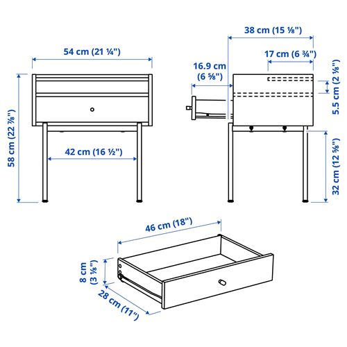 IKEA - RADMANSÖ, komodin, kahverengi ceviz görünüm, 54x38x58 cm