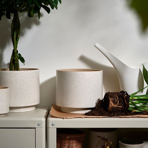 IKEA - SANDKÖRSBAR, stoneware plant pot, beige, 19 cm
