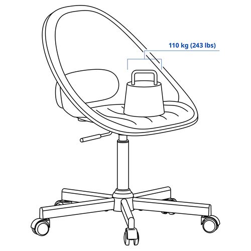 IKEA - LOBERGET/MALSKAR, çalışma sandalyesi, beyaz-turuncu