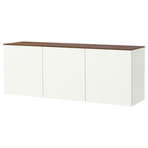IKEA - BESTA, wall cabinet, white/high-gloss white, 180x42x65 cm