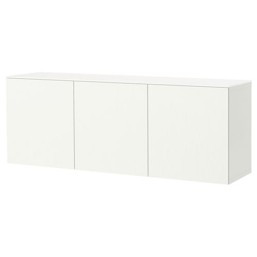 IKEA - BESTA, wall cabinet, white/high-gloss white, 180x42x65 cm