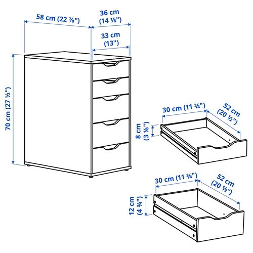 IKEA - ALEX, keson, mavi-siyah, 36x70 cm