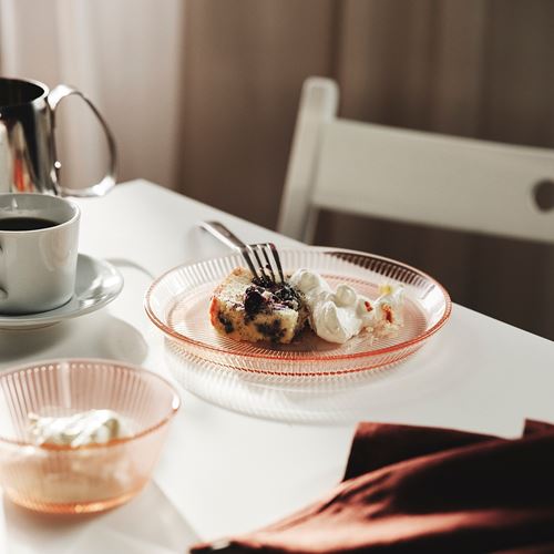 IKEA - HAVSGADDA, tatlı tabağı, şerit deseni-pembe, 21 cm