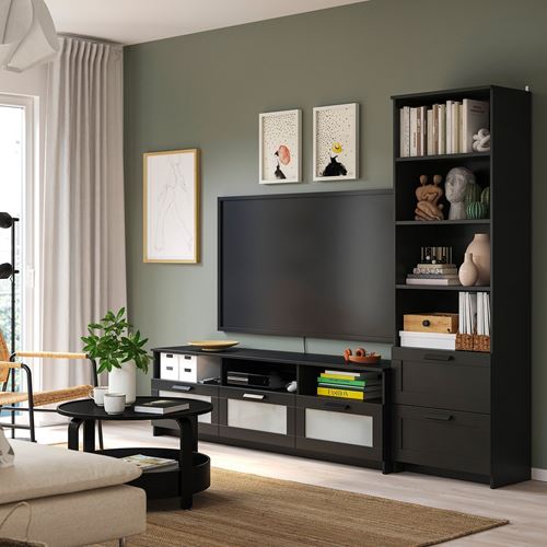 IKEA - BRIMNES, tv ünitesi, siyah, 240x41x190 cm