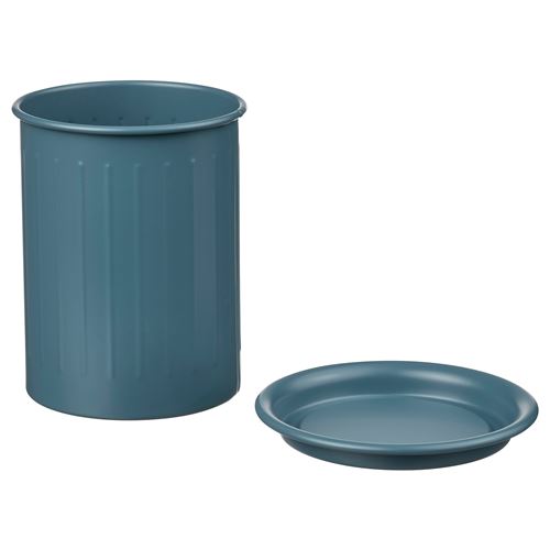 IKEA - VALVARDAD, cutlery stand, dark grey-blue/galvanised, 13 cm