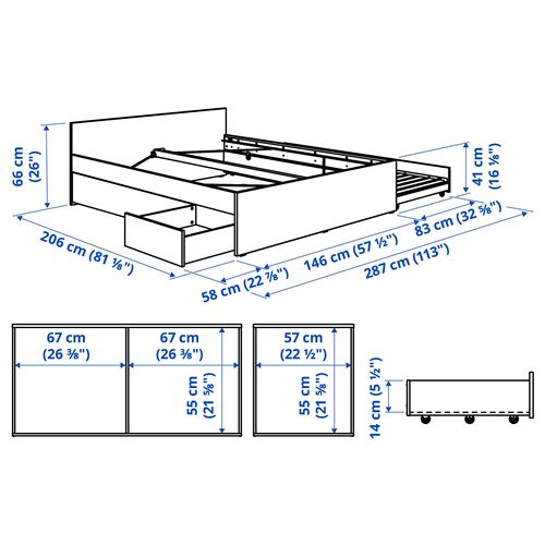 IKEA - VIHALS/LURÖY, double bed, white, 140x200 cm
